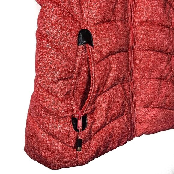 GreenTea ~ Heathered Red, Mock Neck, Puffer Vest - Picture 4 of 11